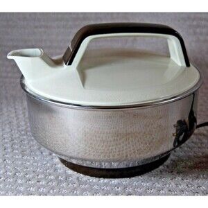 Vintage Moulinex Electric Kettle MCM Tested and Working Model V605 Brown Chrome